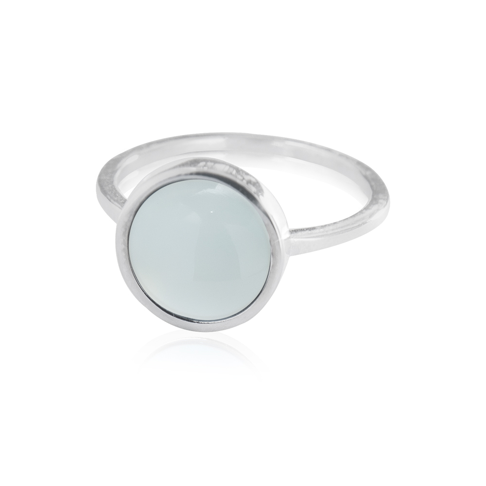 Bild von Aqua Chalcedon Cab. 11m, 12mm Ring, Silber 925