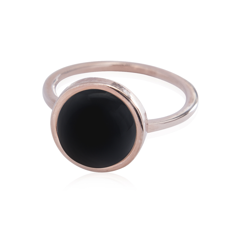 Bild von Onyx Cab. 11m, 12mm Ring, 1 micron Silber 925 roségold