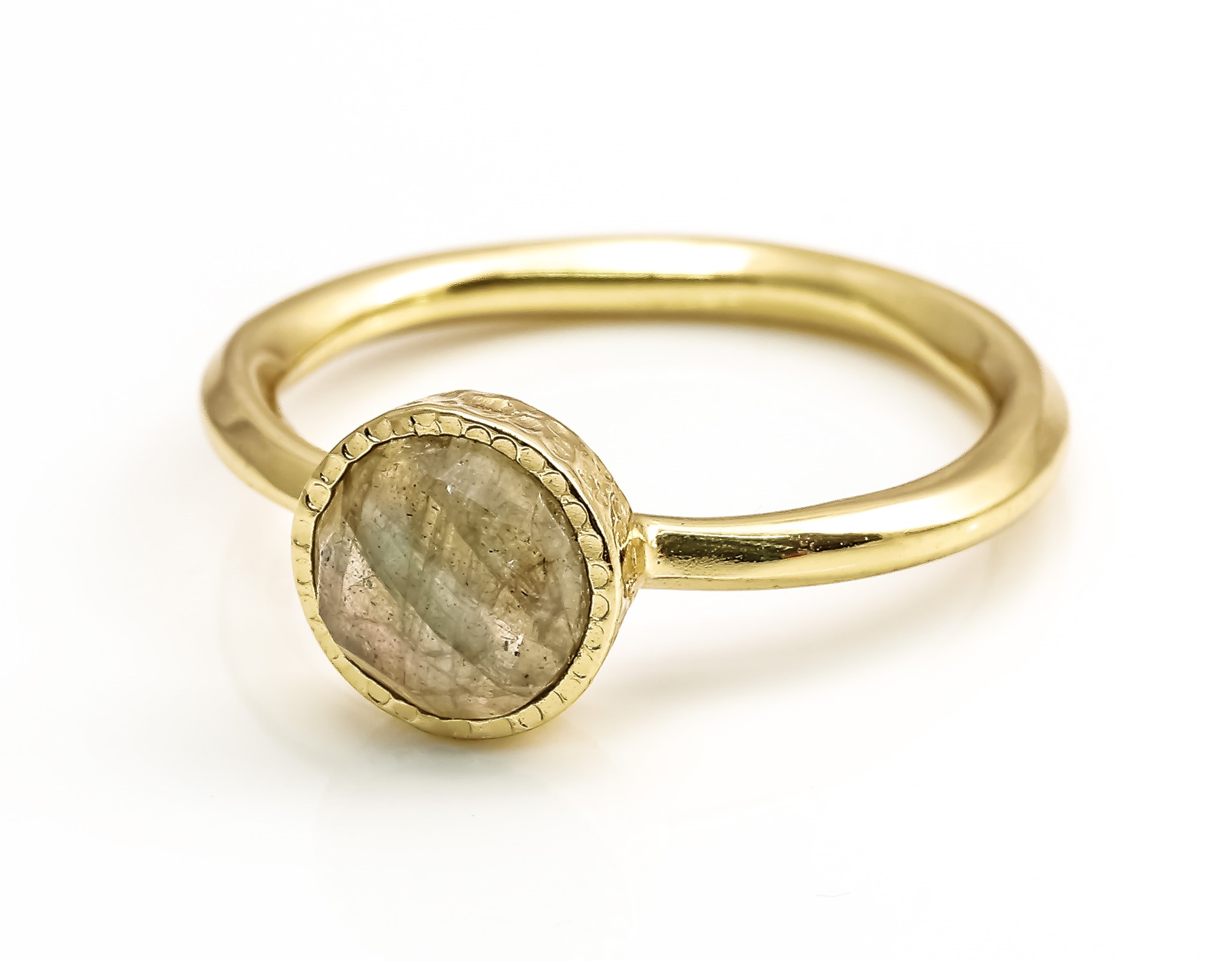 Bild von Labradorit fac. Disc 7mm Ring, Silber 925 vergoldet