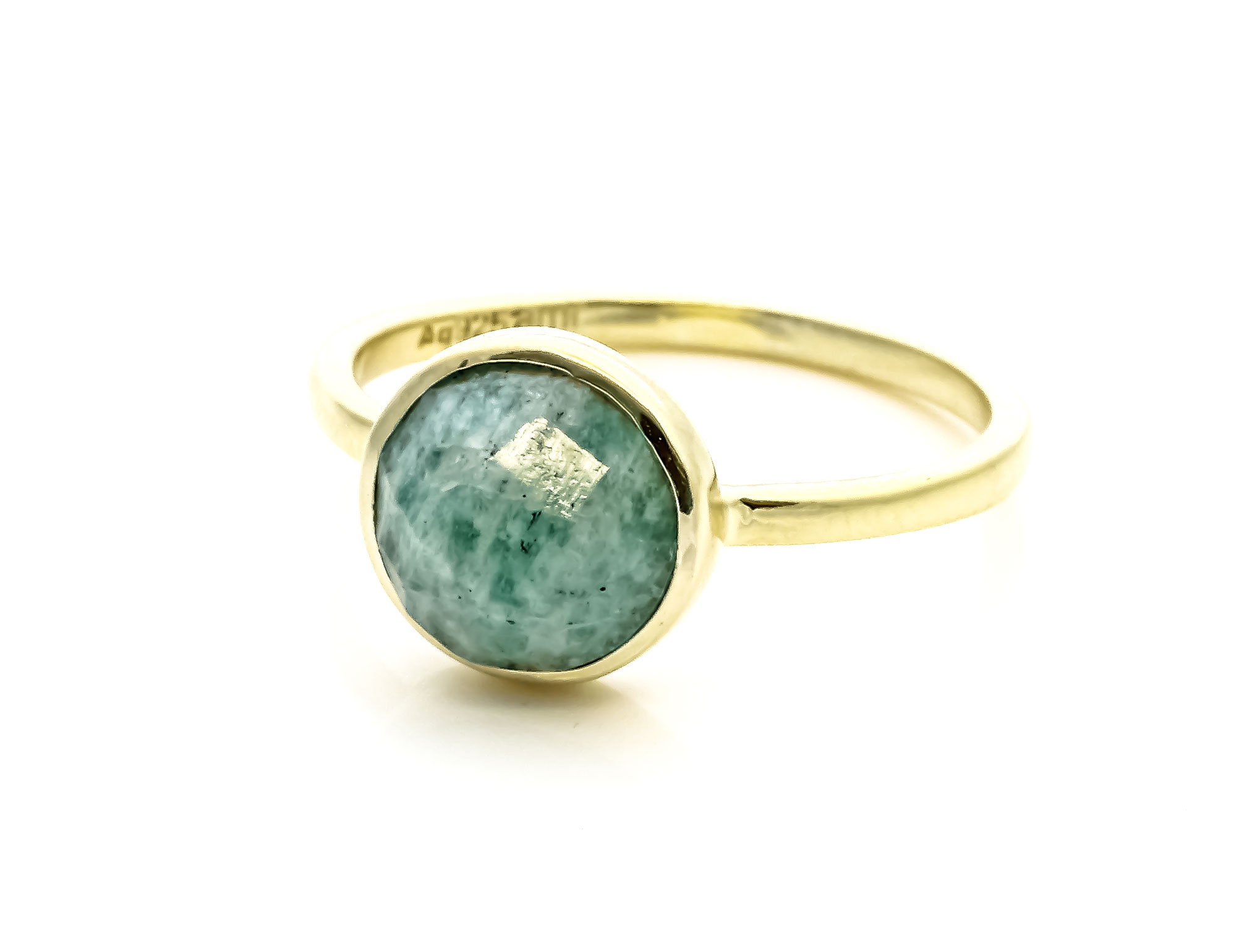 Bild von Amazonit fac. Cabochon 10mm Ring, Silber 925 vergoldet