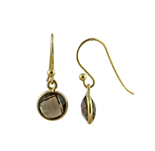 Bild von "Disc fac.". Rauchquarz. Ohrringe. Silber 925-Vergoldet