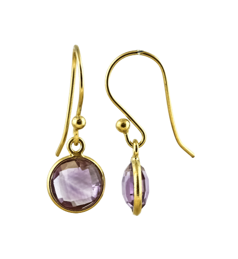 Bild von "Disc fac.". Amethyst. Ohrringe. Silber 925-Vergoldet