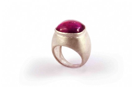 Bild von Amethyst 17mm Cabochon Rechteck Ring, Silber 925