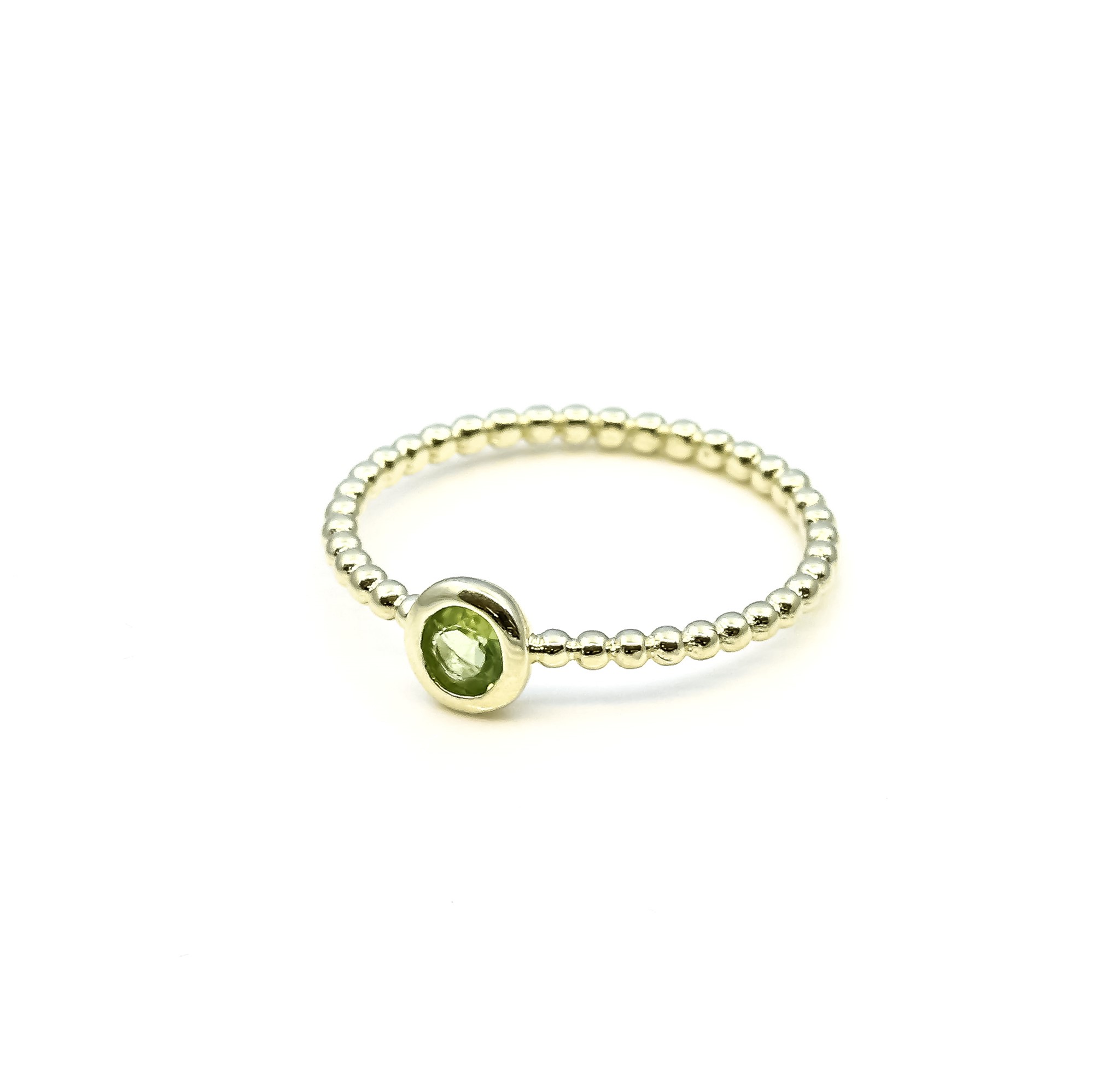 Bild von Peridot Cab. 5mm "34 Beads" Ring, Silber 925 vergoldet
