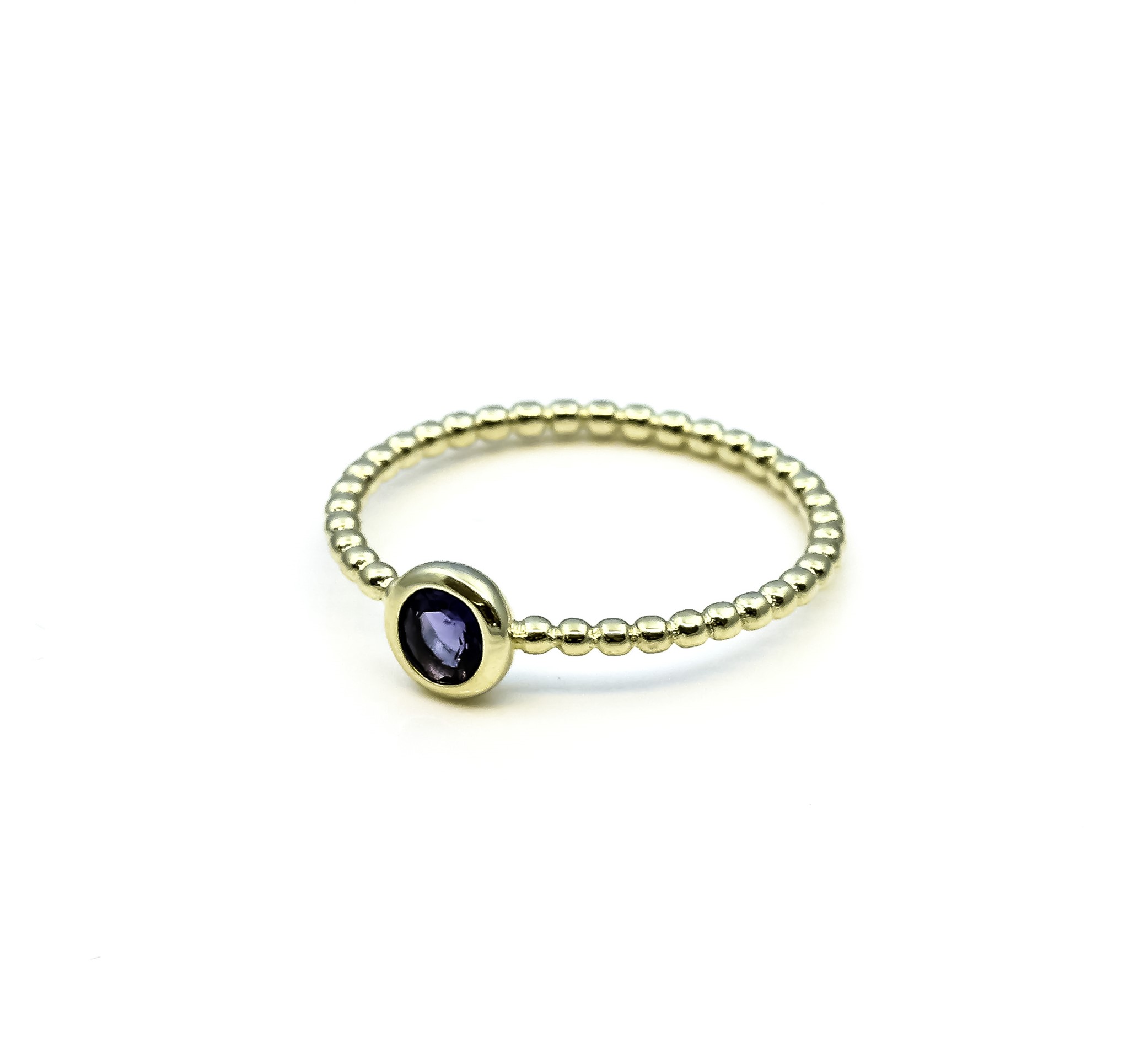 Bild von Iolith Cab. 5mm "34 Beads" Ring, Silber 925 vergoldet