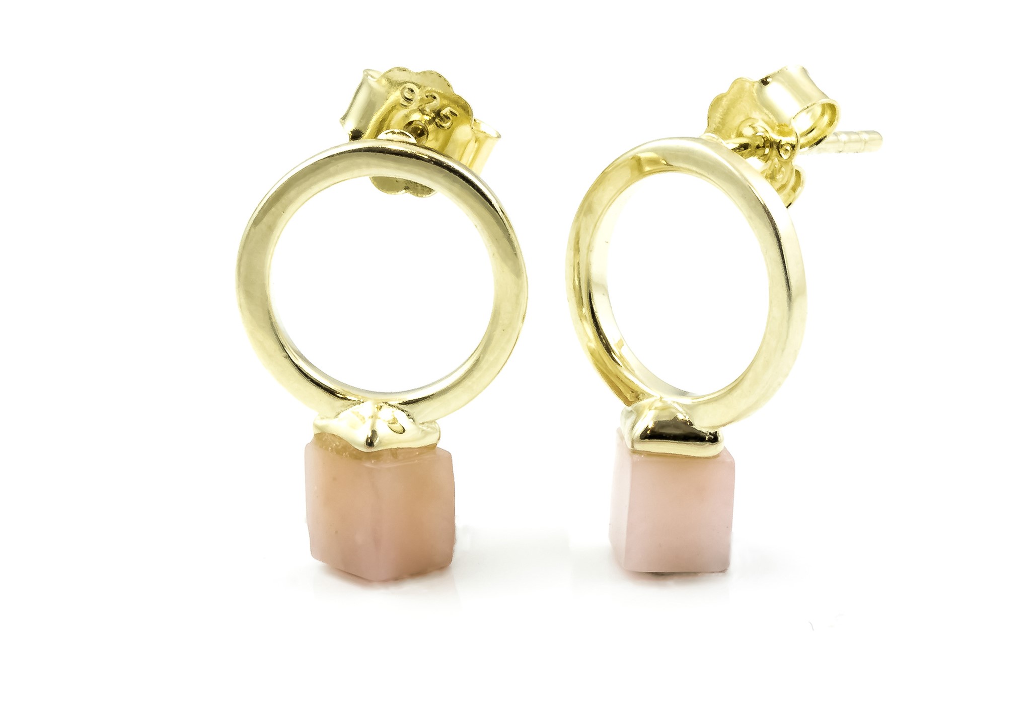 Bild von "Würfel". Andenopal. Ohrstecker. Silber 925-Vergoldet