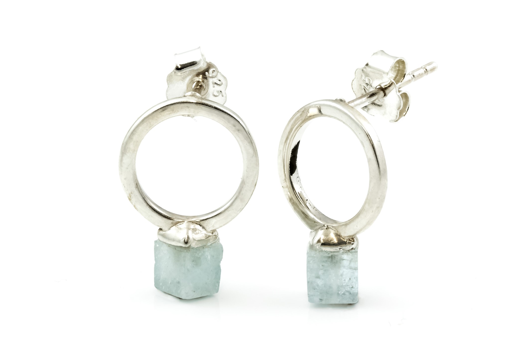 Bild von "Würfel". Aquamarin. Ohrstecker. Silber 925