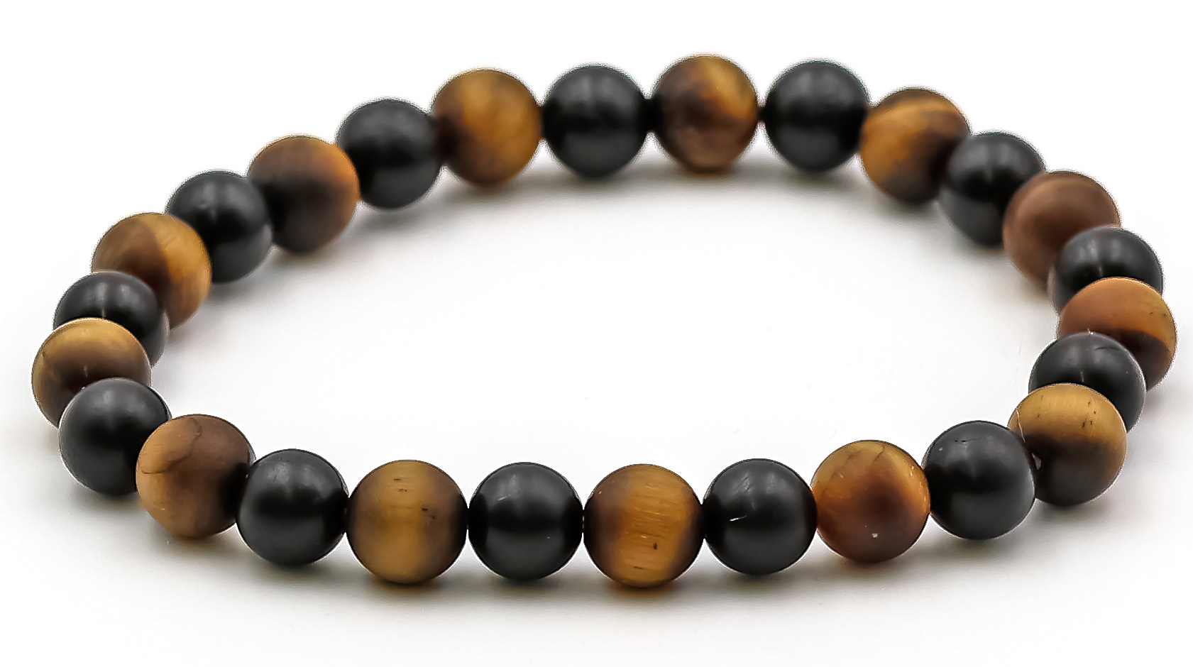 Bild von Tigerauge & Turmalin (Schörl) Kugeln 8mm Armband 20cm (matt)