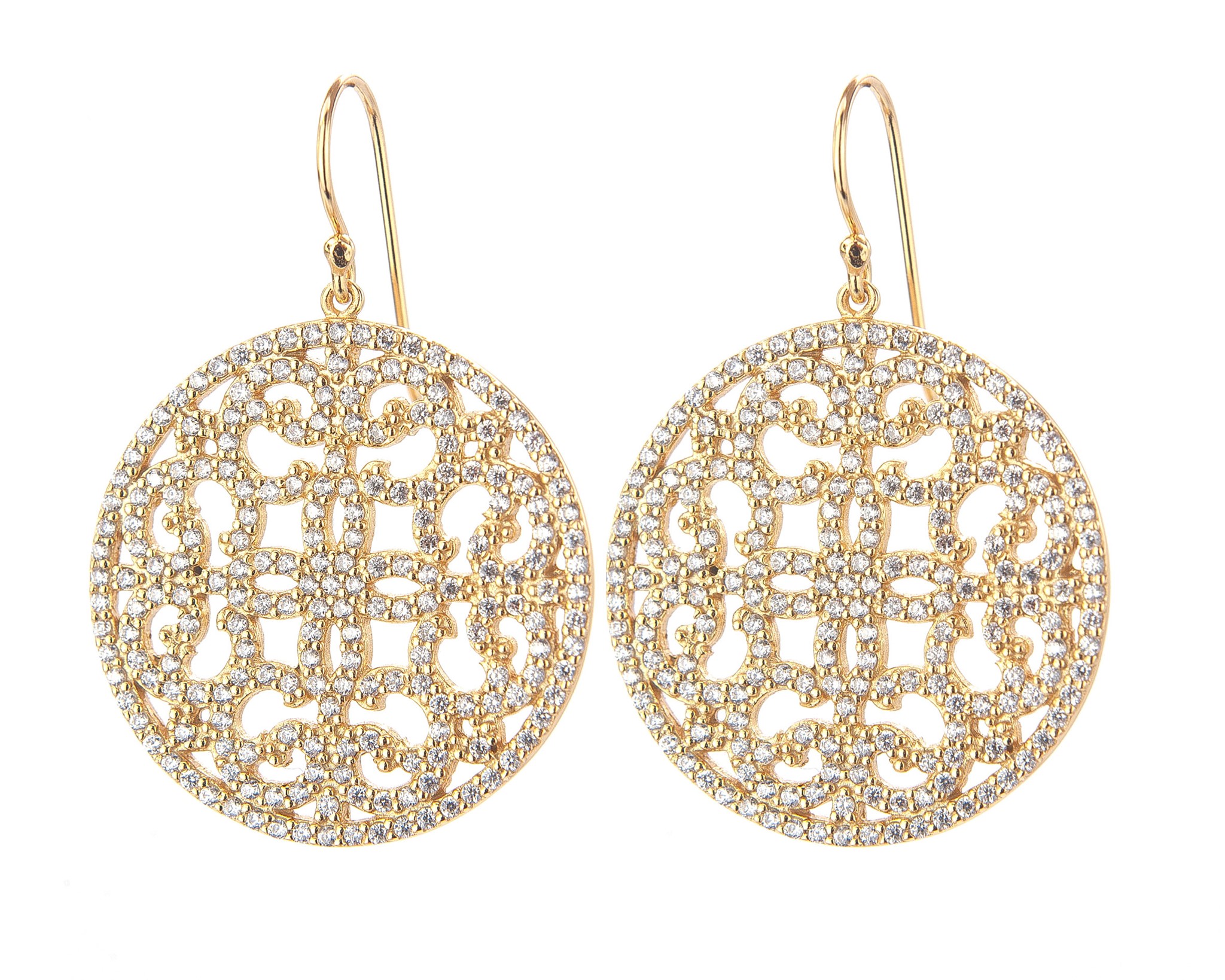 Bild von "Verzierte". CZ. Ohrringe. Silber 925- Vergoldet