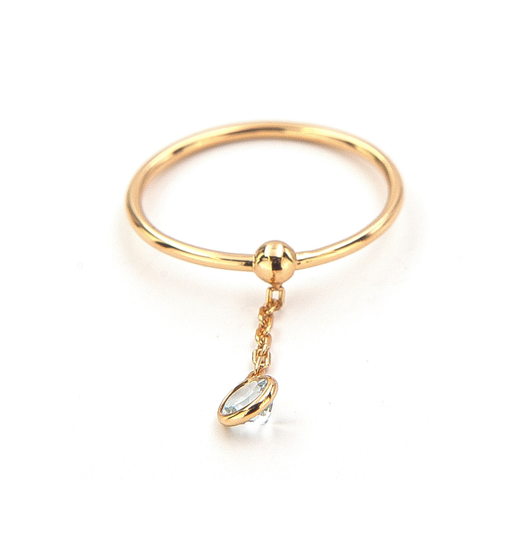 Bild von Aquamarin "Dangeling Stone", Ring, Silber 925 vergoldet