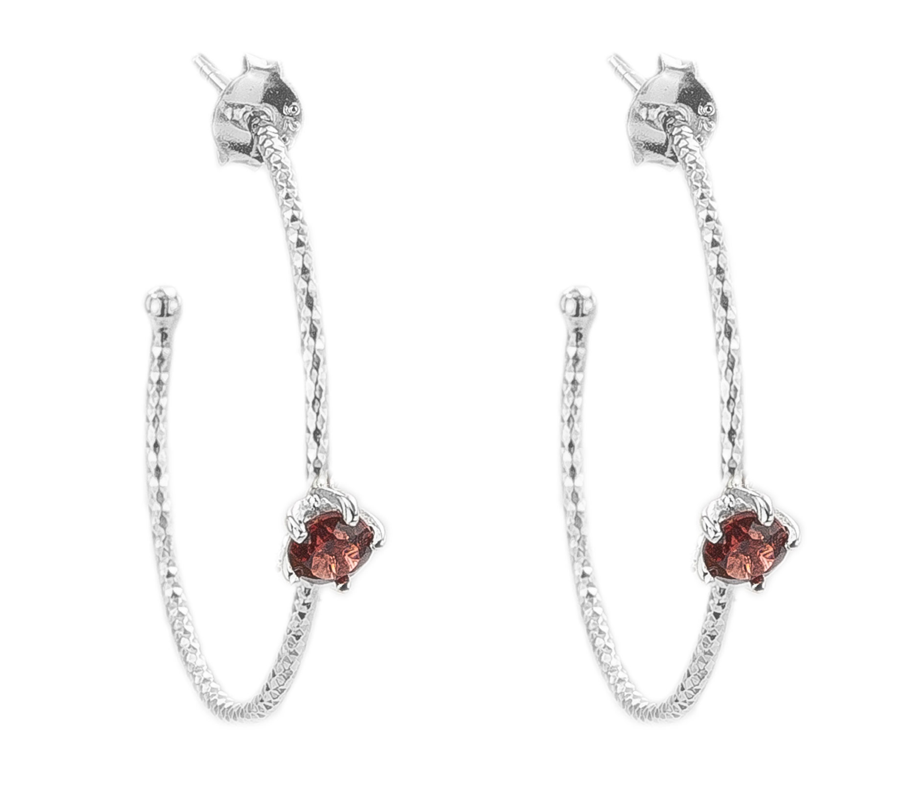 Bild von "Diamantisiert". Granat rot. Ohrcreolen. Silber 925 