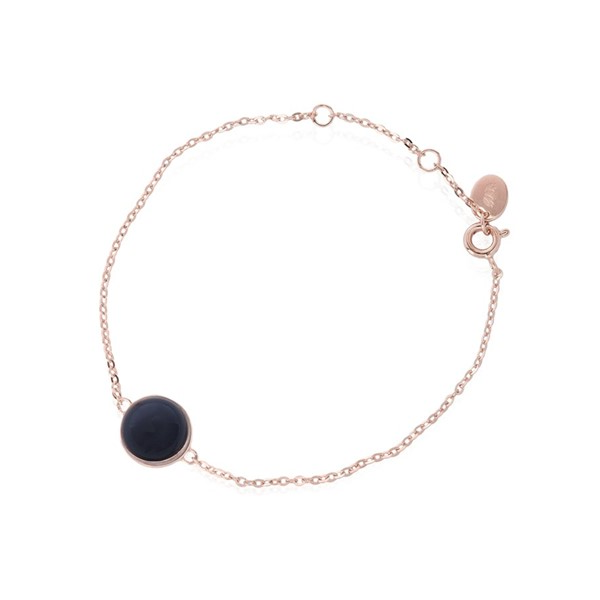 Bild von "Cabochon". Onyx. Armband. Silber 925 rosé-Vergoldet 