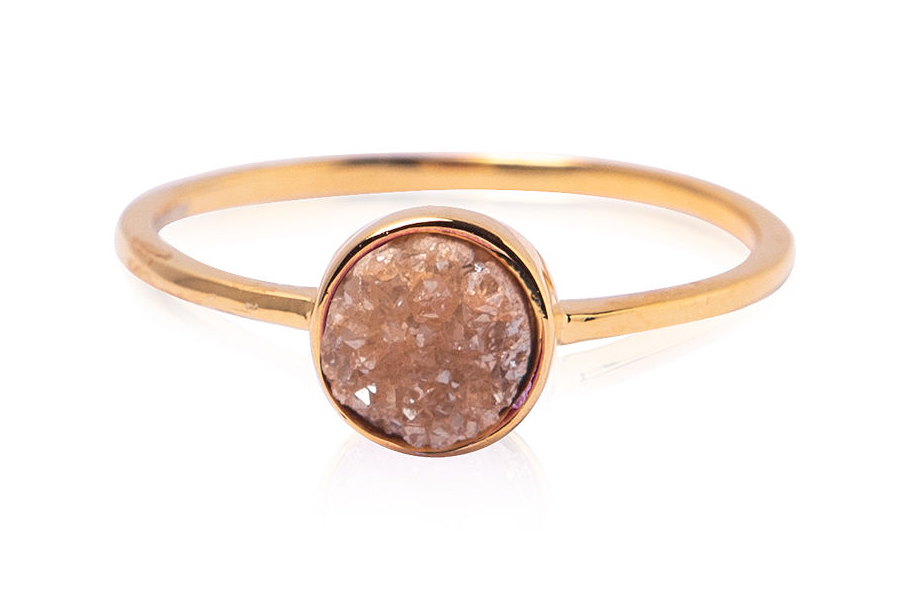 Bild von Achat Druzy Champagne 7mm Ring, Silber 925 vergoldet