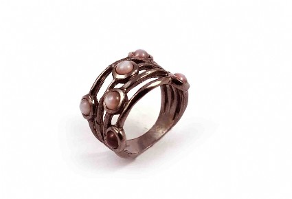 Bild von Mondstein grau mit 6x Cab. Ring, Silber 925 rhodiniert