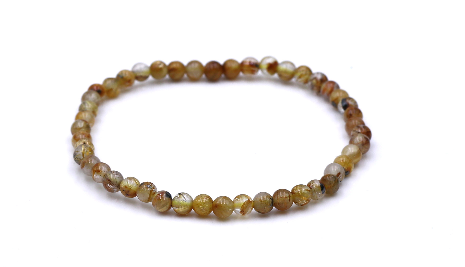 Quarzo rutilato 4 mm perline tonde Bracciale Extra