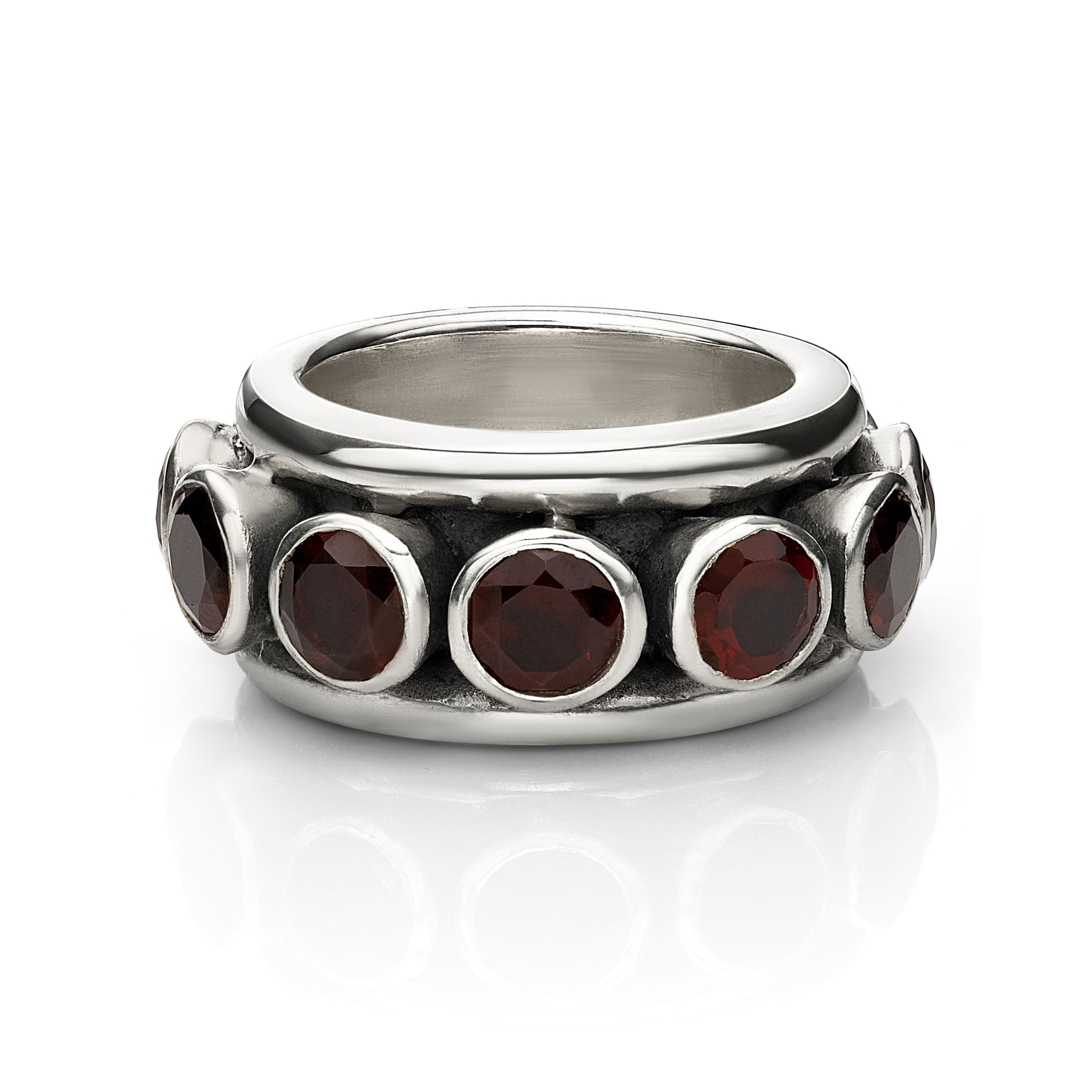 Bild von Granat mit ca. 10 facettierten Cabochons Ring, Silber 925