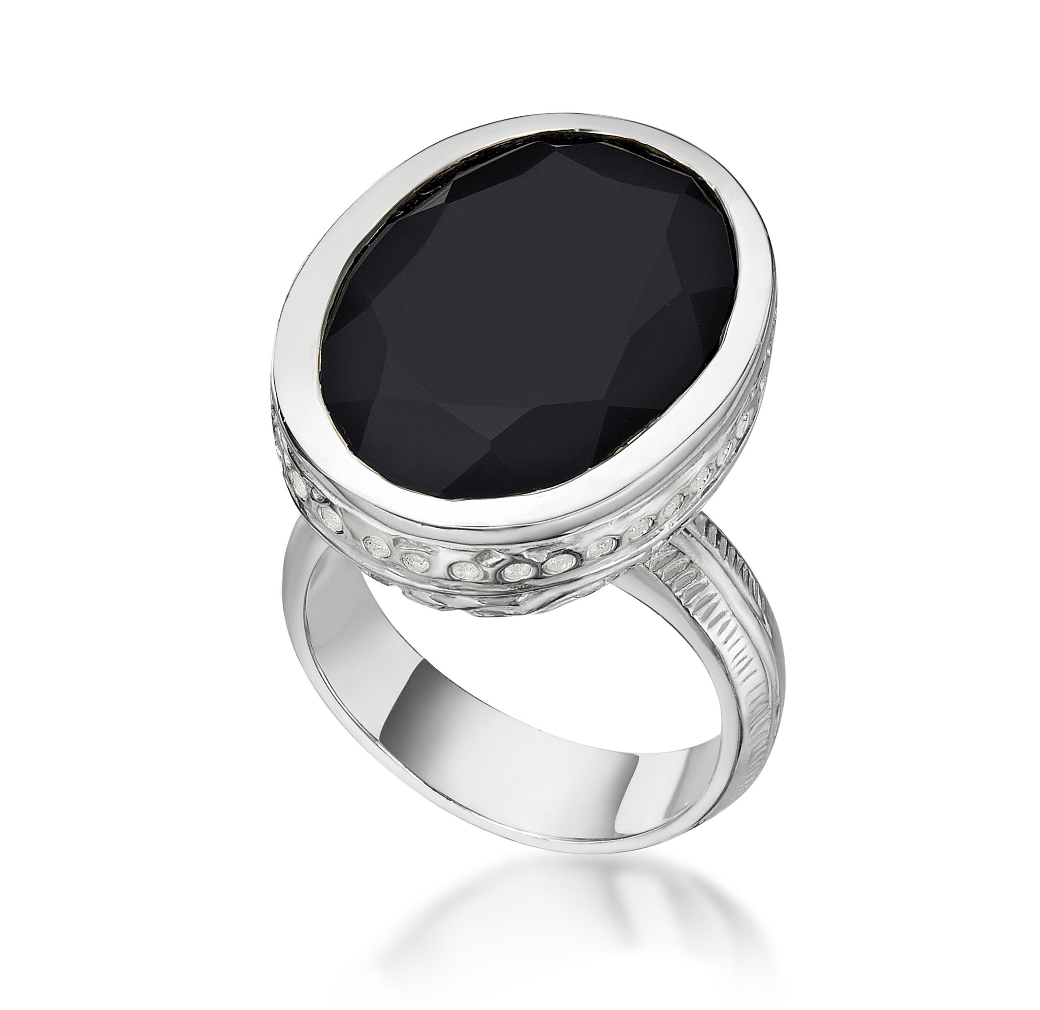Bild von Onyx zisiliert Ring, Silber 925
