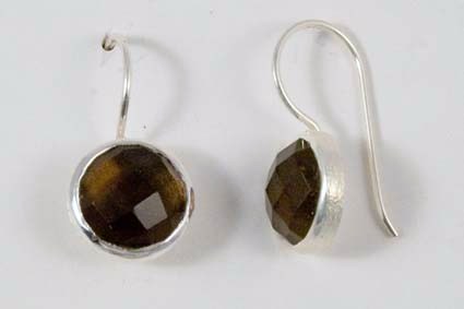 Bild von "Cabochon fac.". Rauchquarz. Ohrringe. Silber 925