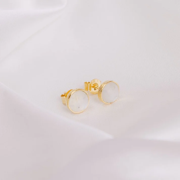 Bild von "Wave". Mondstein. Ohrstecker. Silber 925-Vergoldet