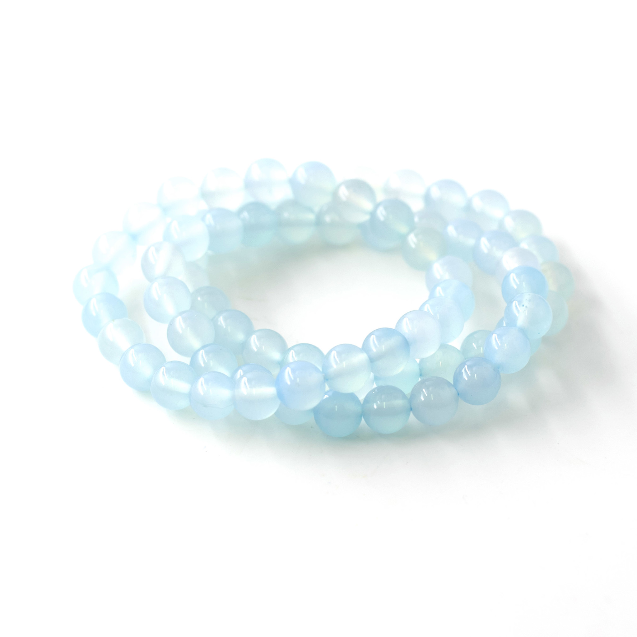 Bracelet d'Agate Aqua 8mm boules (colorées)