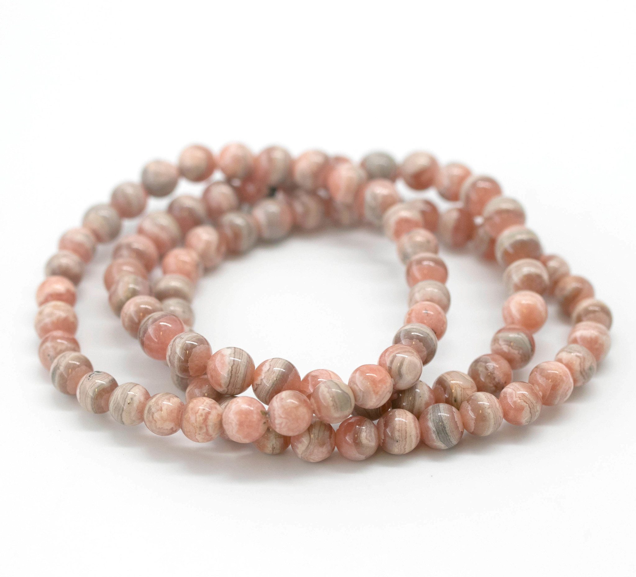 Bracciale di perline tonde 7 mm di Rodocrosite 