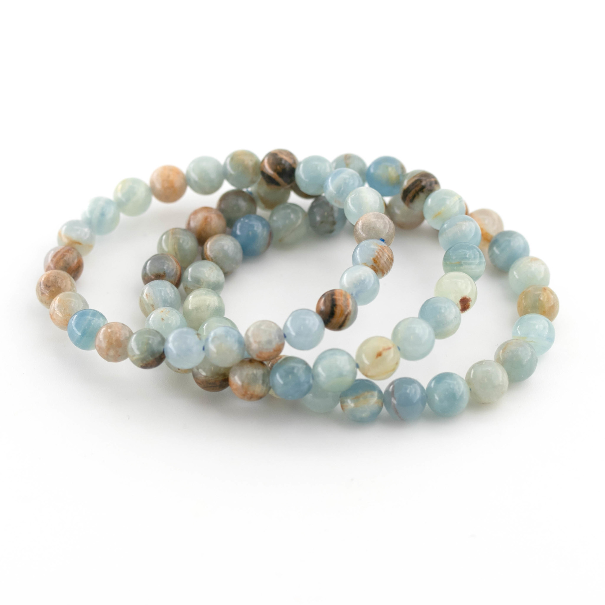 Bracelet de boules de Calcite bleue 8mm (Argentine)