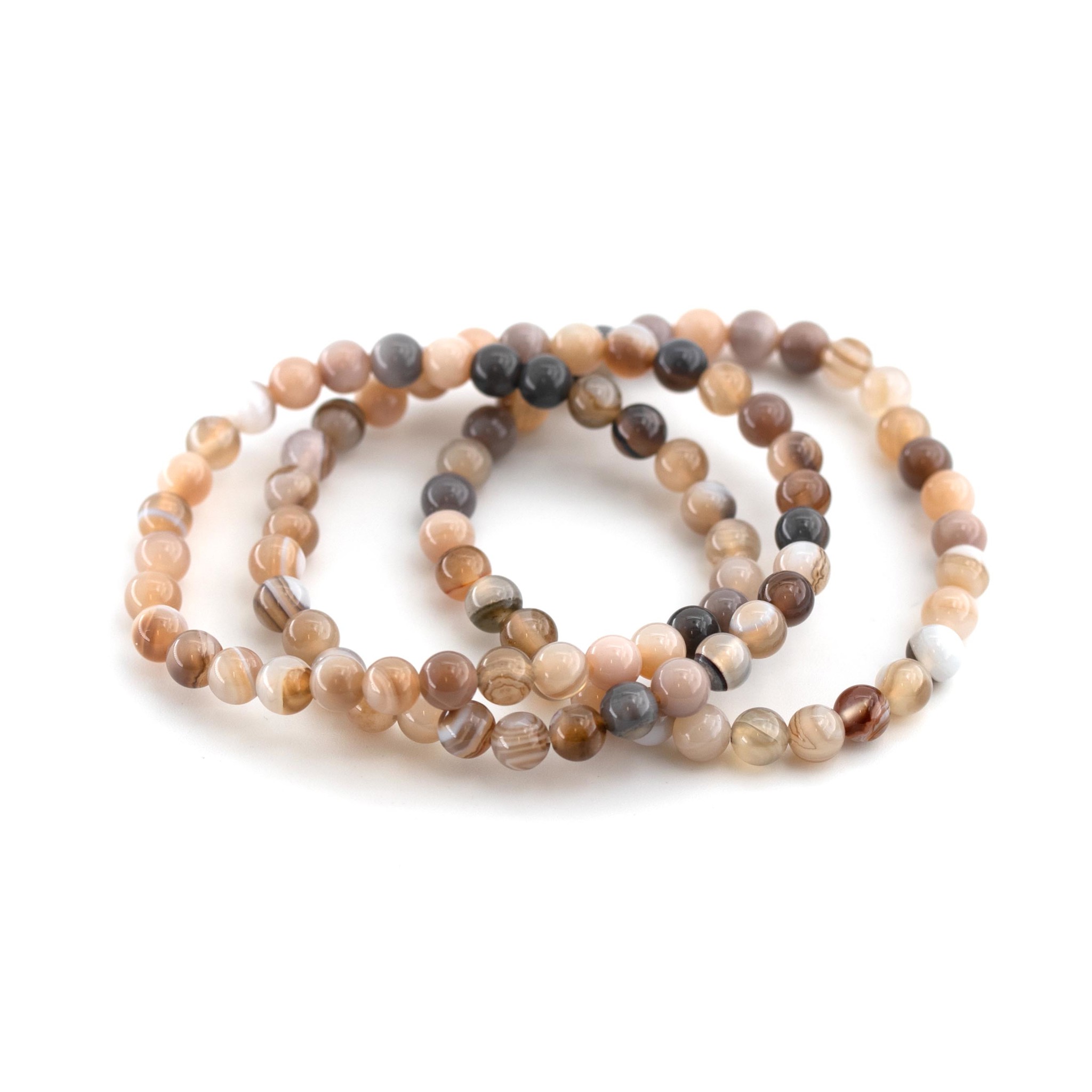 Bracelet d'Agate (brune) boules 6mm 