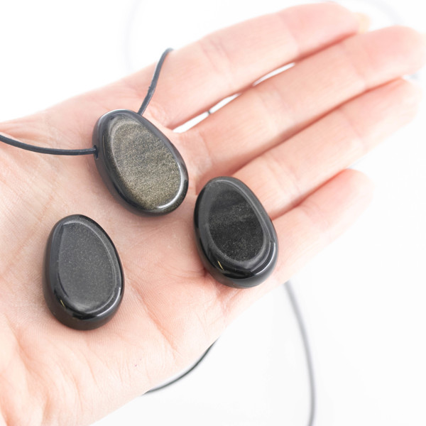 Bild von Gold Obsidian Nugget-Tropfen 20x30mm mit 3mm Loch Anhänger 