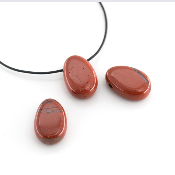 Bild von Roter Jaspis Nugget-Tropfen 20x30mm mit 3mm Loch Anhänger 