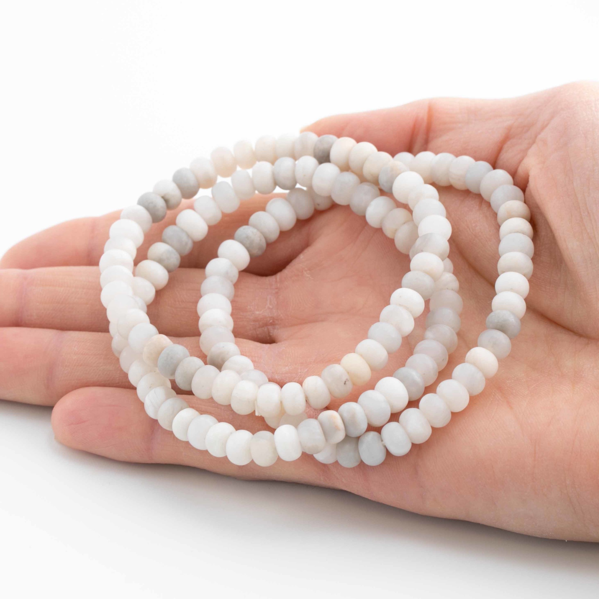 Agate (blanche) Button 6x4mm Bracelet opaque