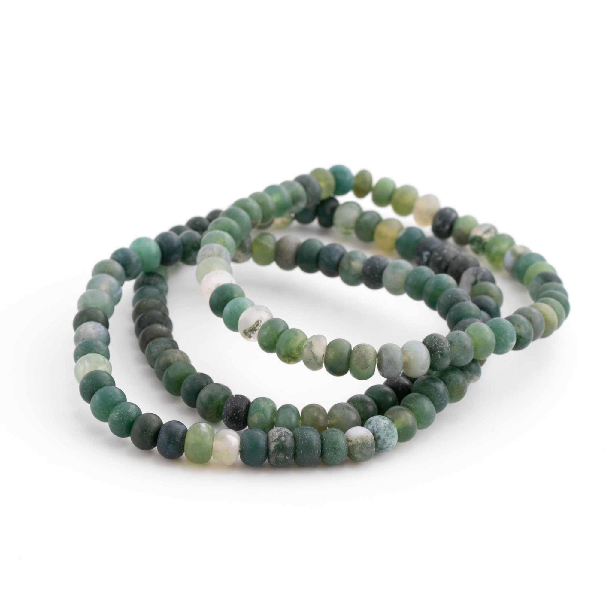 Agate mousse Button 6x4mm bracelet opaque