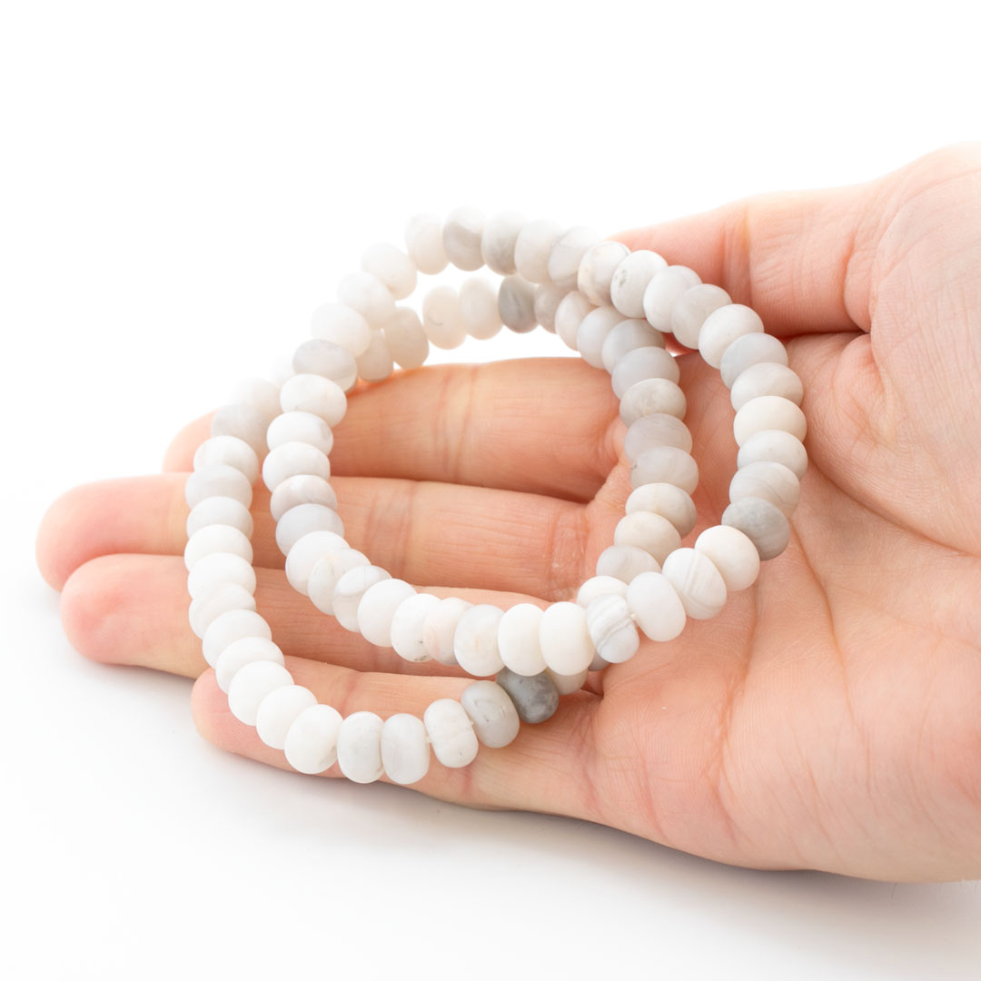 Agate (blanche) Button 8x5mm Bracelet opaque