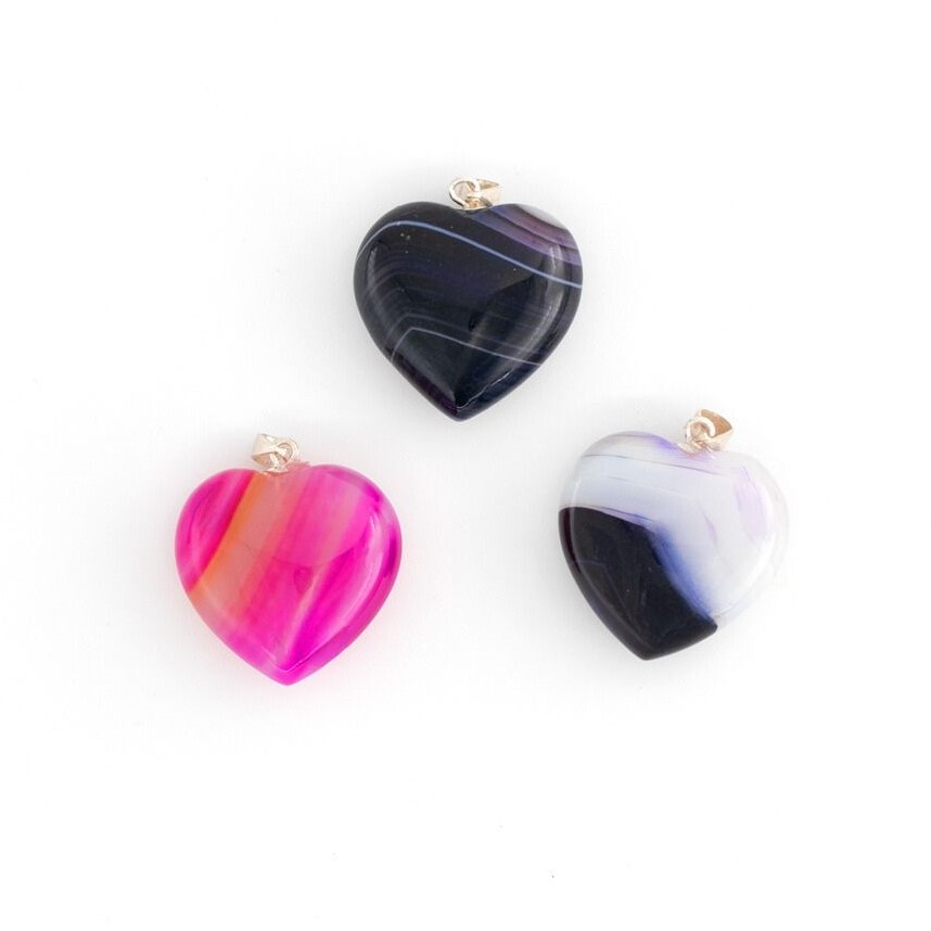 Bild von Achat (gefärbt) Herzli 20x9.5mm  Anhänger, Silber 925