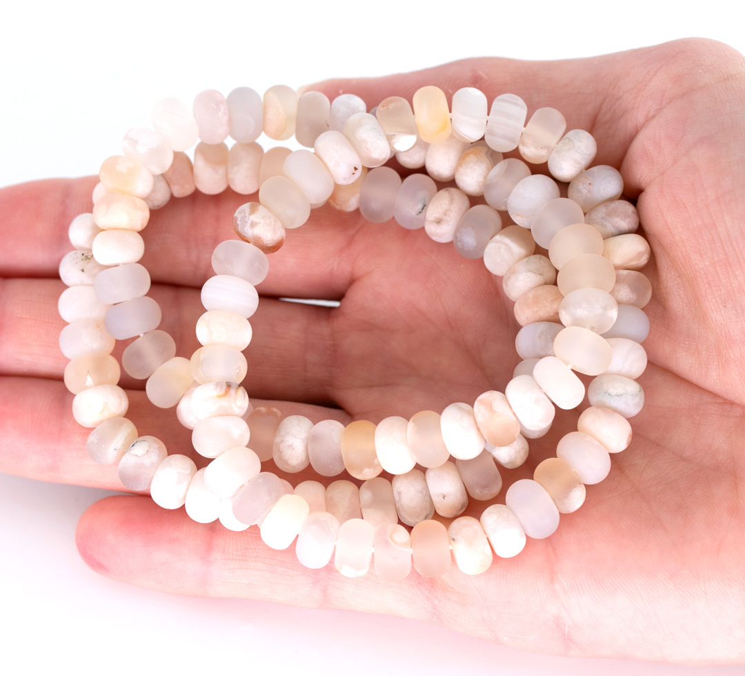 Bild von Kirschblüten Achat Button  8x5mm Armband matt