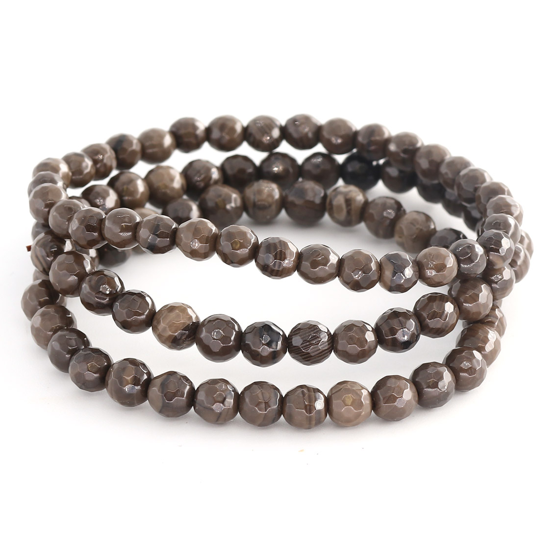 Agate choco facettée. boules 6mm bracelet