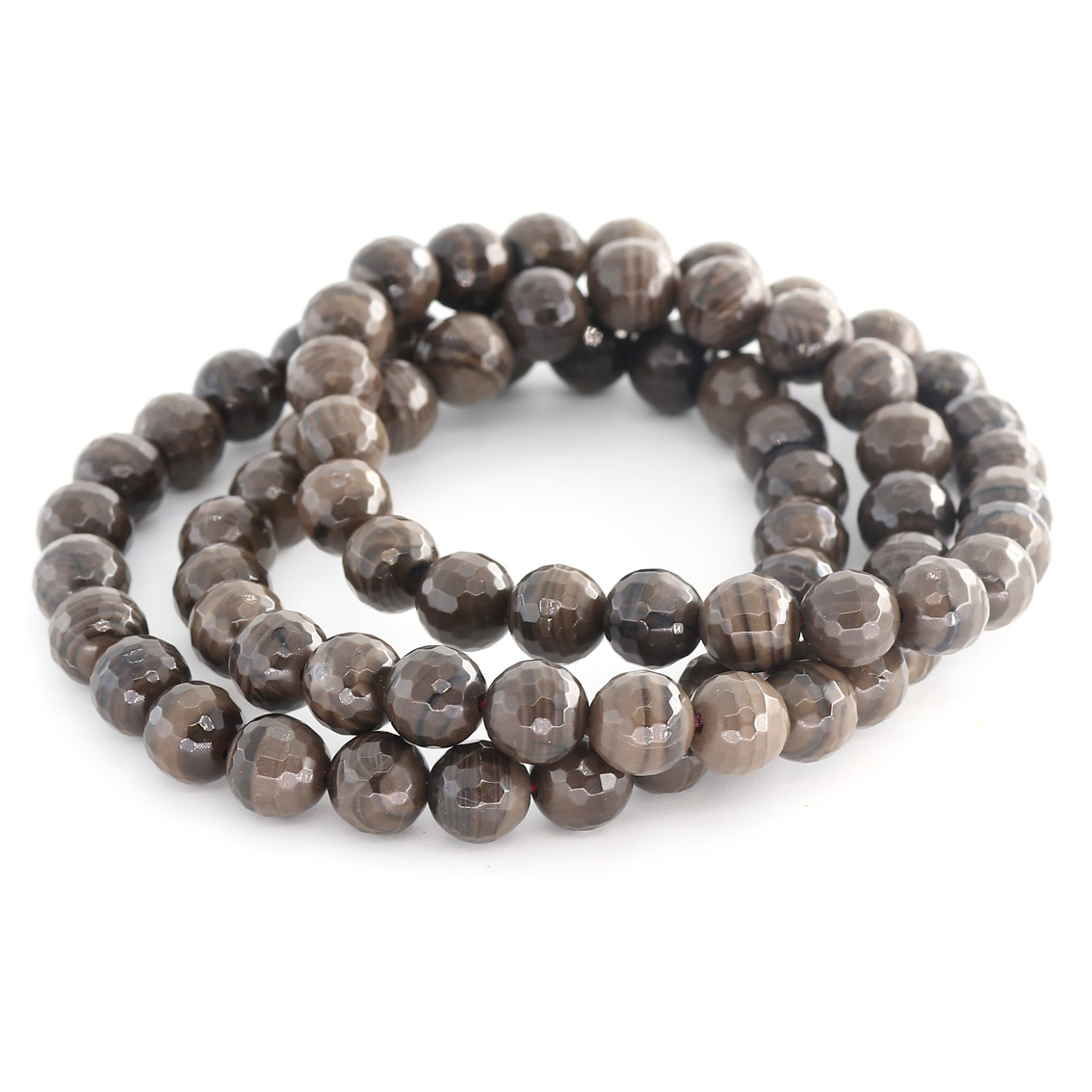 Agate choco facettée. boules 8mm bracelet