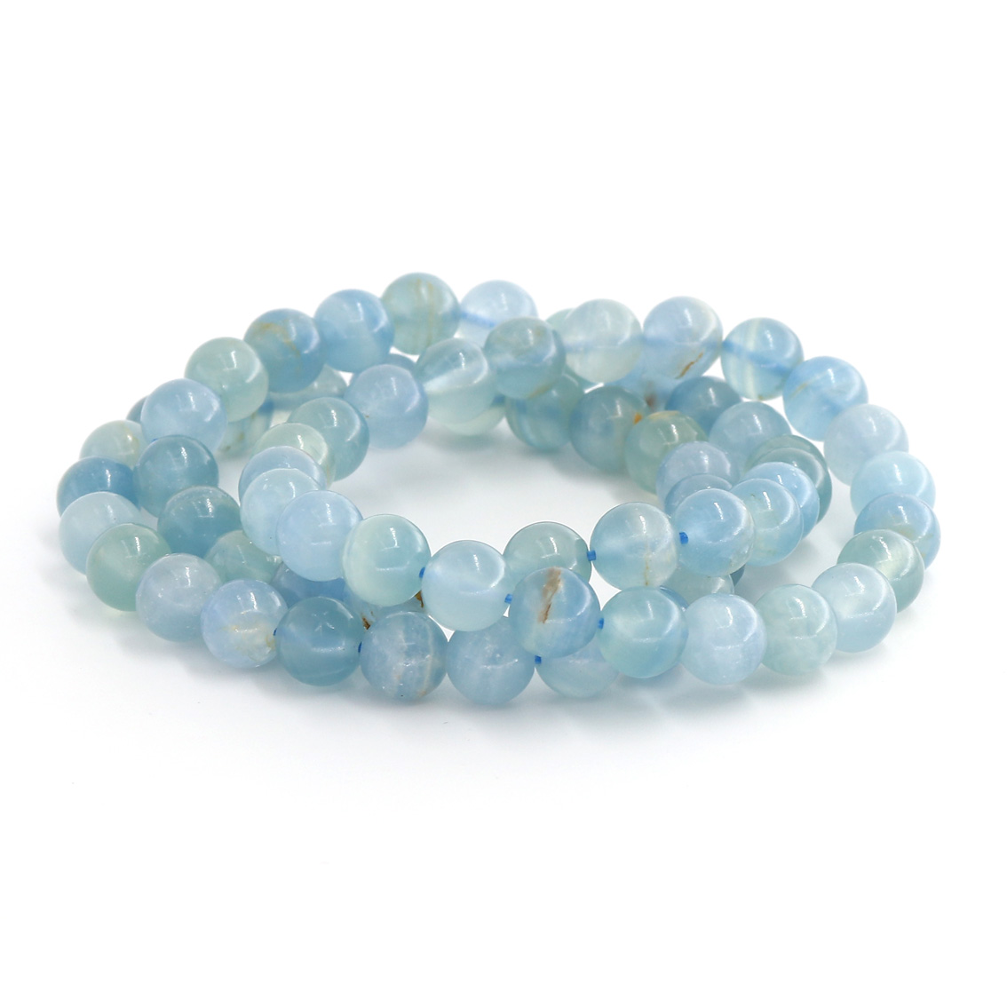 Bracelet de boules de Calcite bleue 8mm