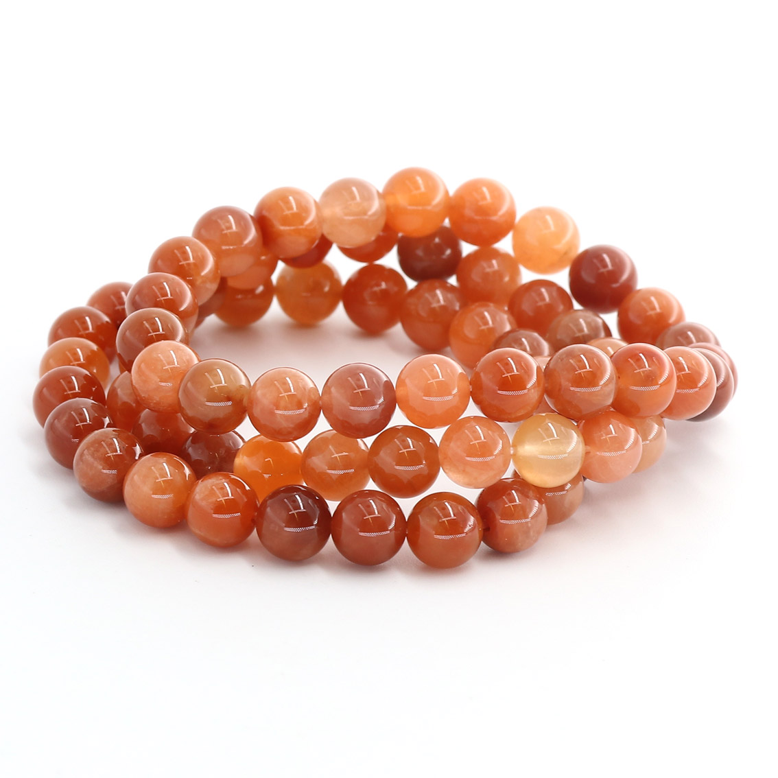 Bracciale di perline tonde di quarzo rutilato da 8 mm (rutilo rosso)