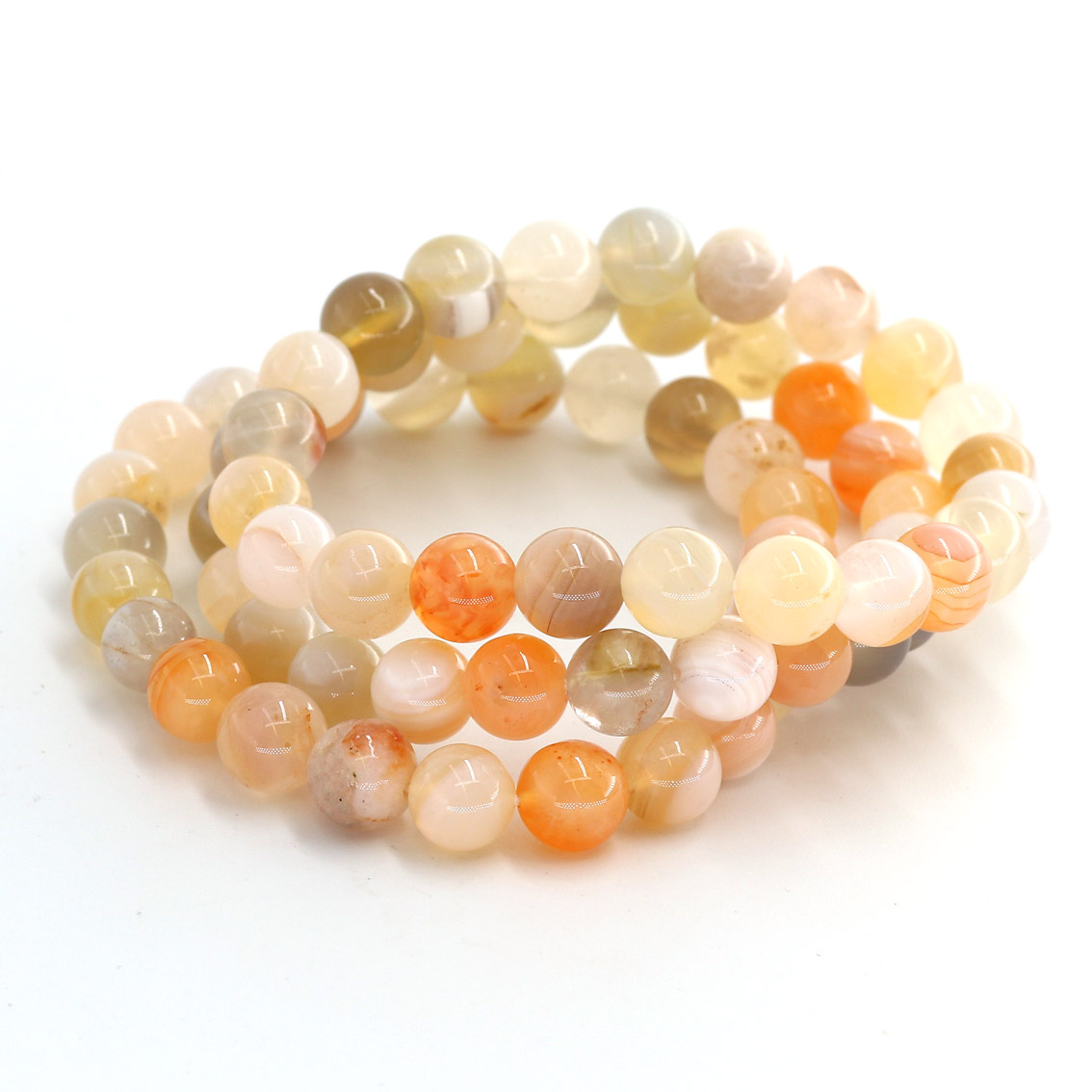 Bracelet de boules d'Agate 8mm (gris-orange)