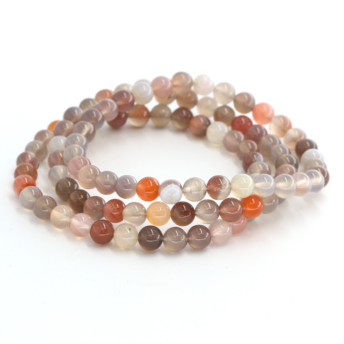 Bracelet de boules d'Agate 6mm (gris-orange)
