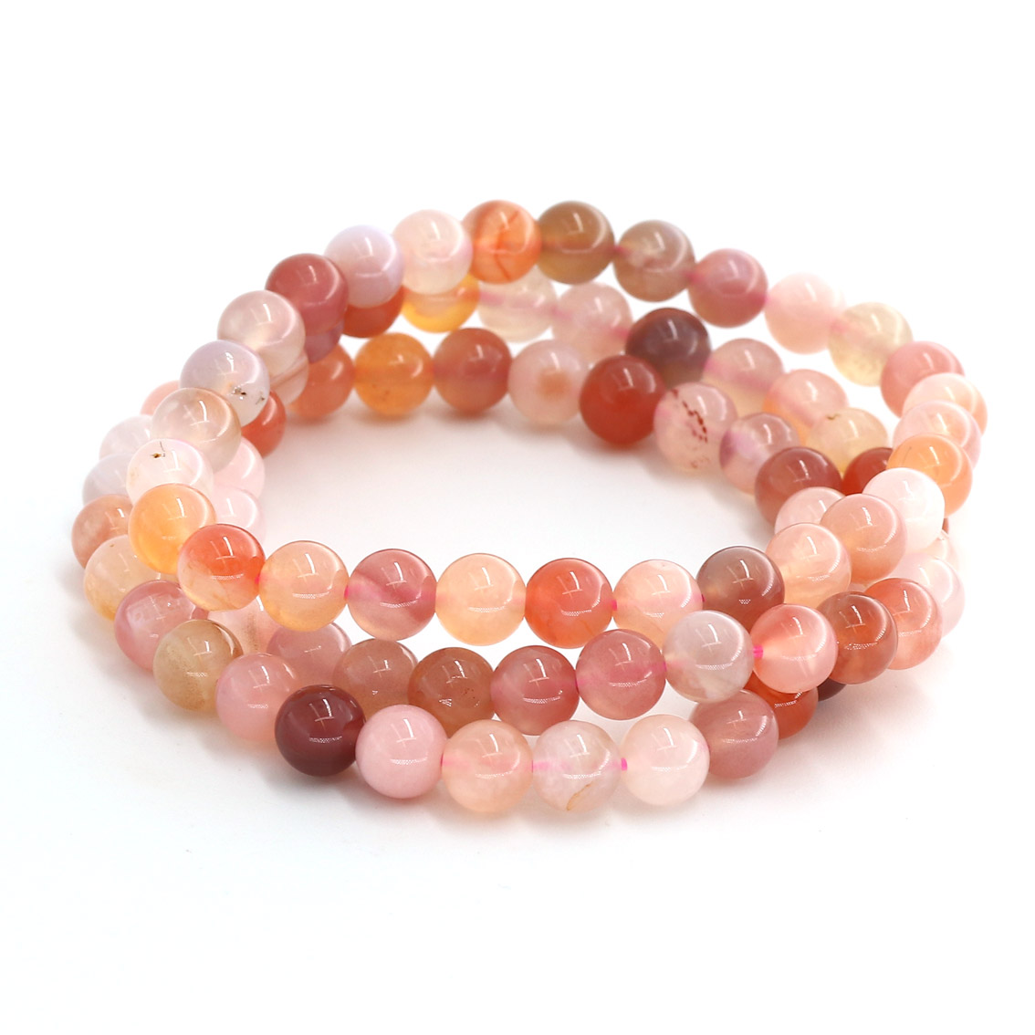 Bracelet de boules d'Agate 6mm (rose)