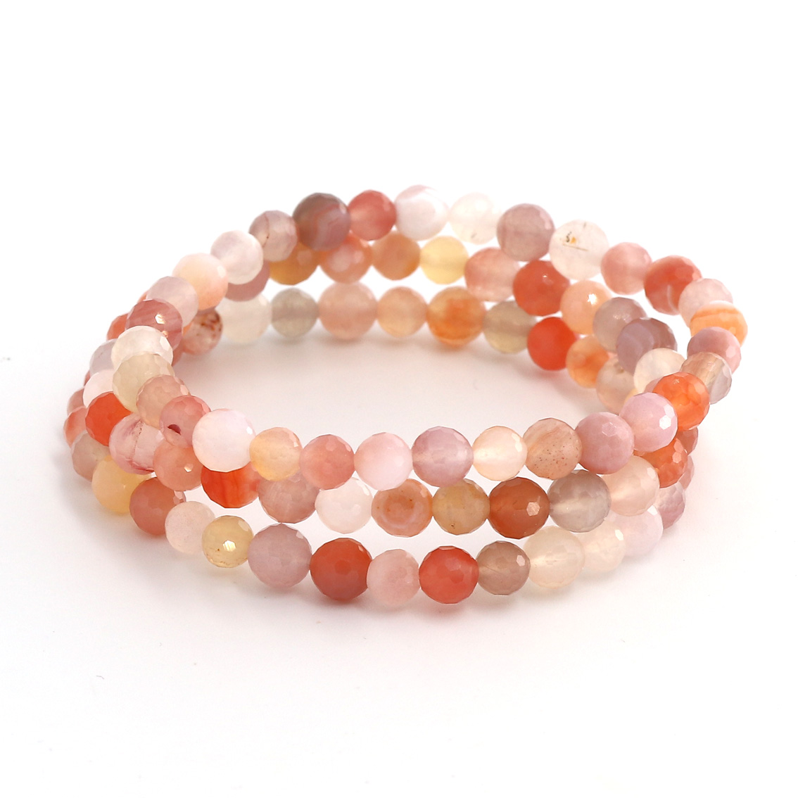 Agate facettée. boules 6mm bracelet (rose)