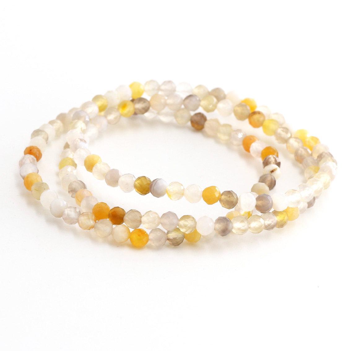 Agate facettée. boules 4mm bracelet (jaune/gris)