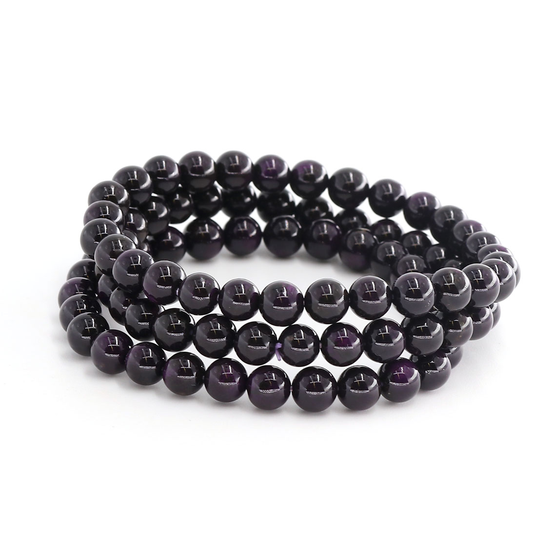 Bracciale di perline tonde da 6 mm di Purpurite