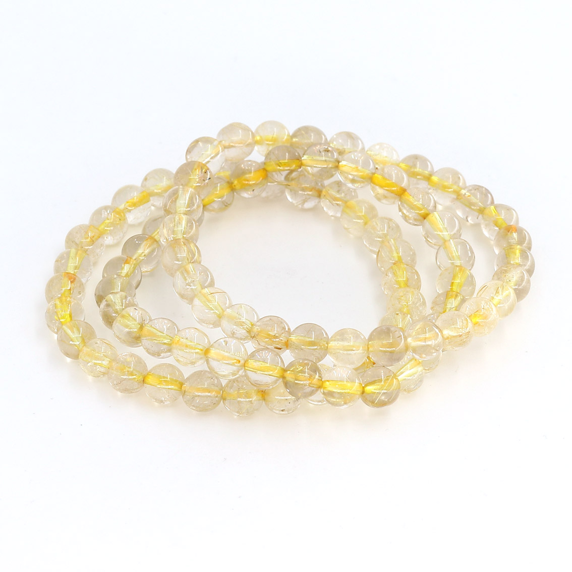 Bracciale con perline di quarzo rutilato da 6 mm