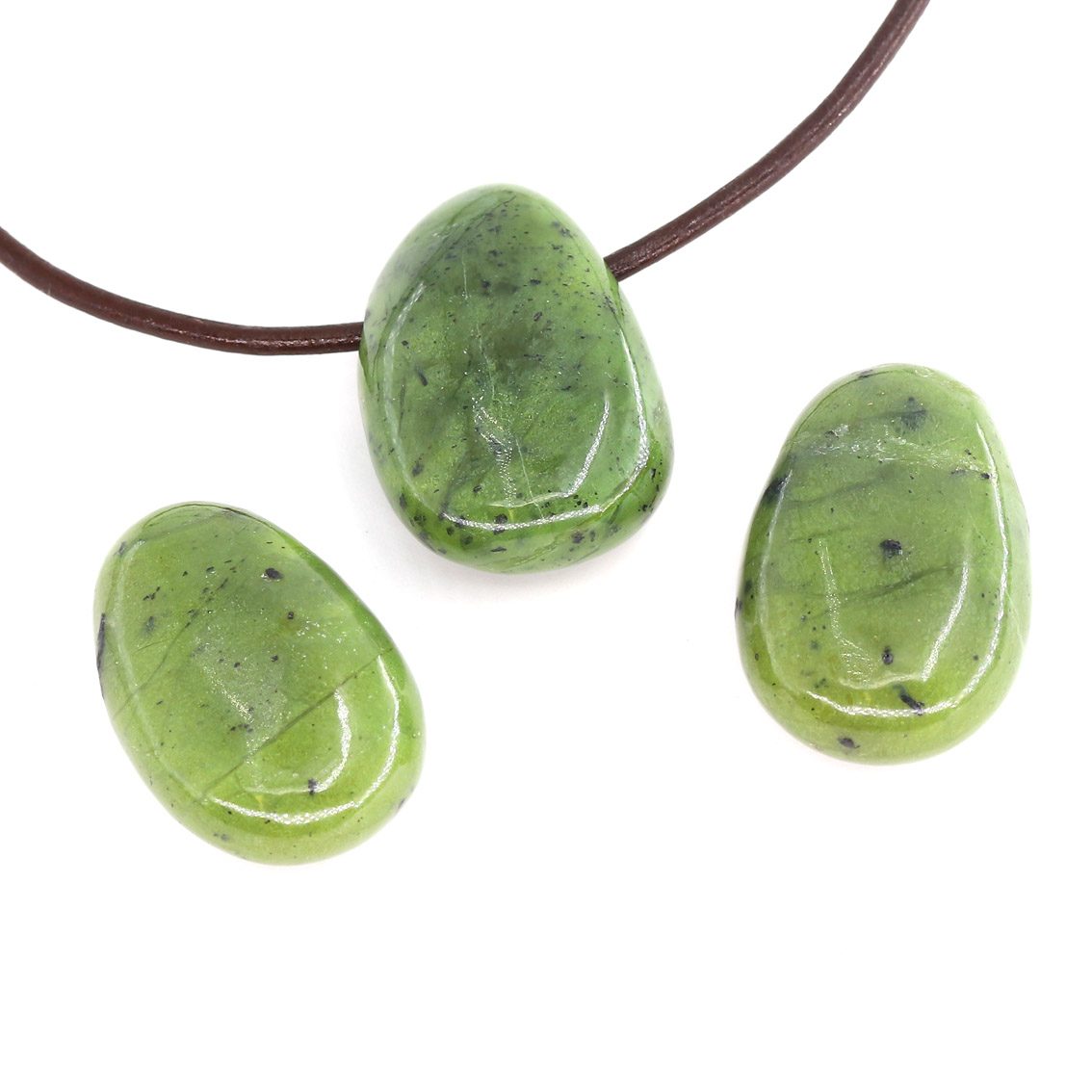 Bild von Nephrit Nugget-Tropfen 20x30mm mit 3mm Loch Anhänger 