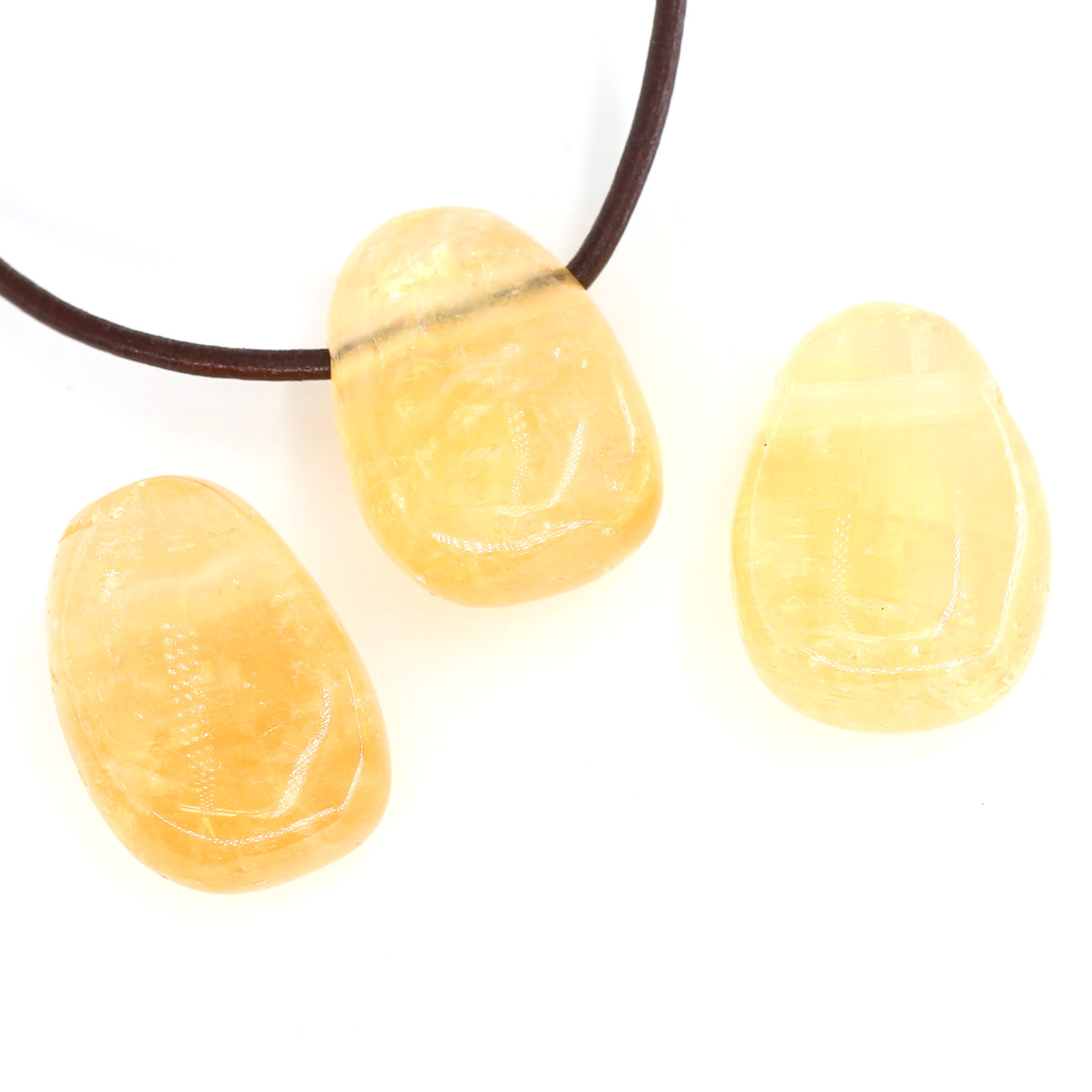 Bild von Gelber Calcit Nugget-Tropfen 20x30mm mit 3mm Loch Anhänger 