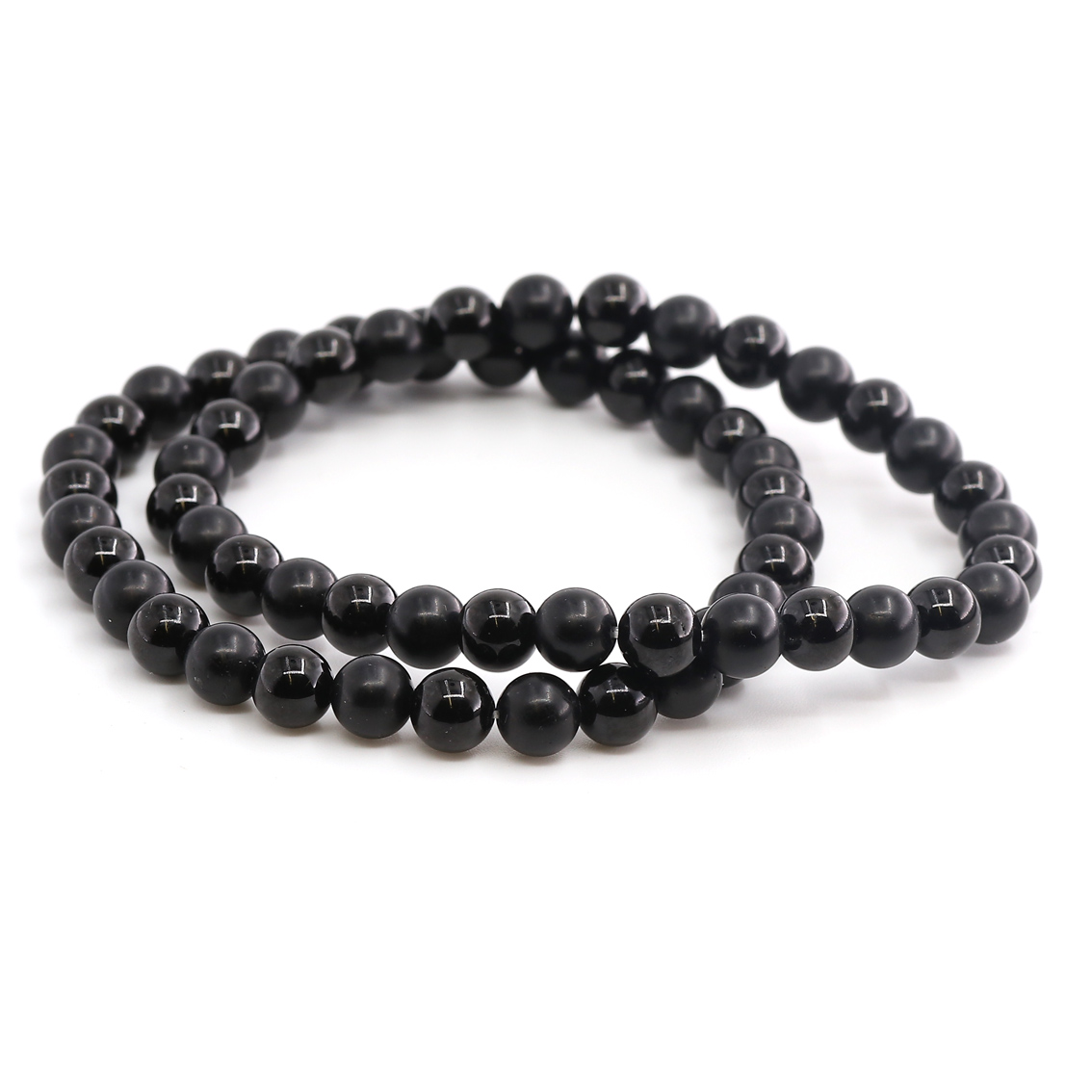 Bild von Turmalin (Schörl) Kugeln  6mm Armband, one matt-one glanz