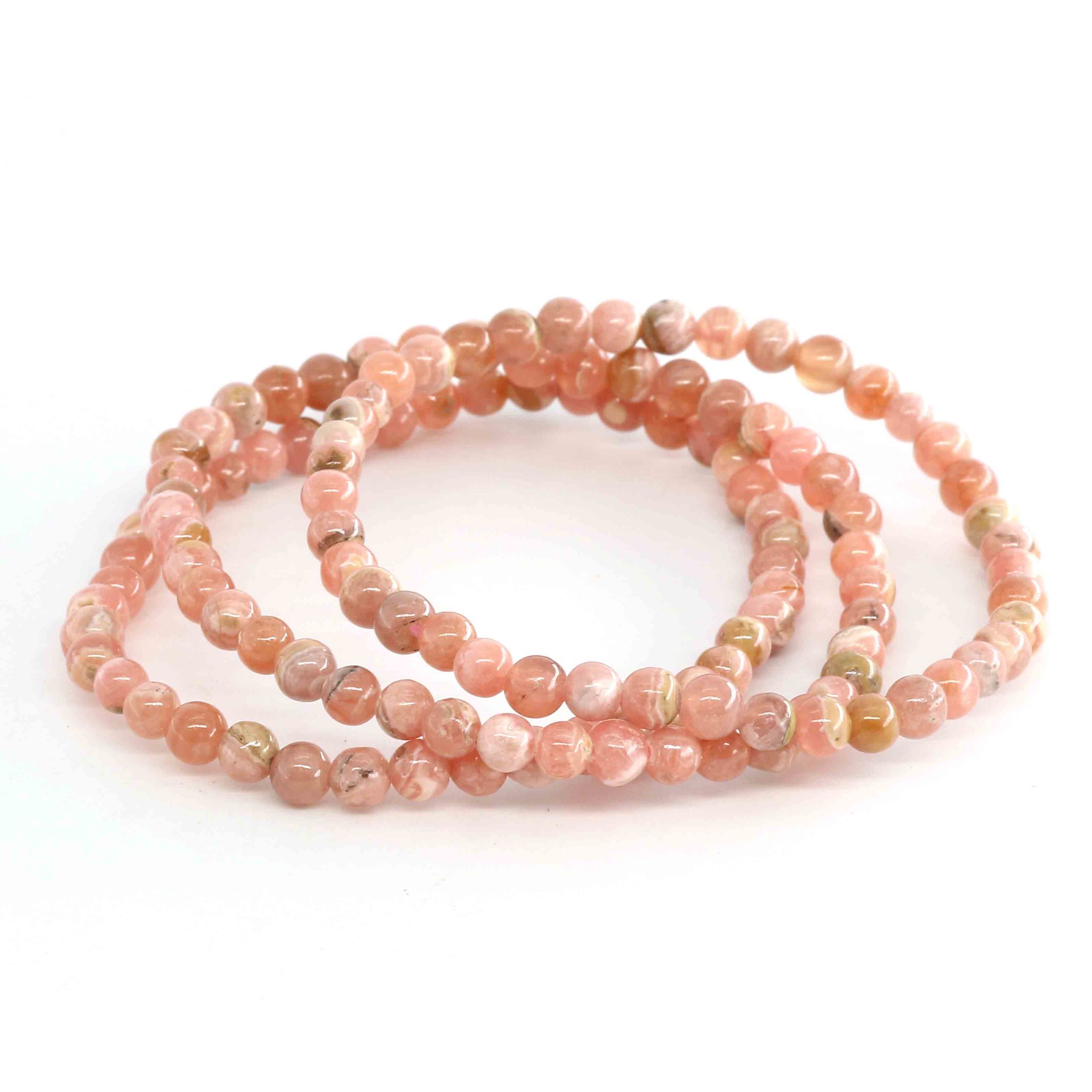 Bracciale di perline tonde di 4 mm di Rodocrosite