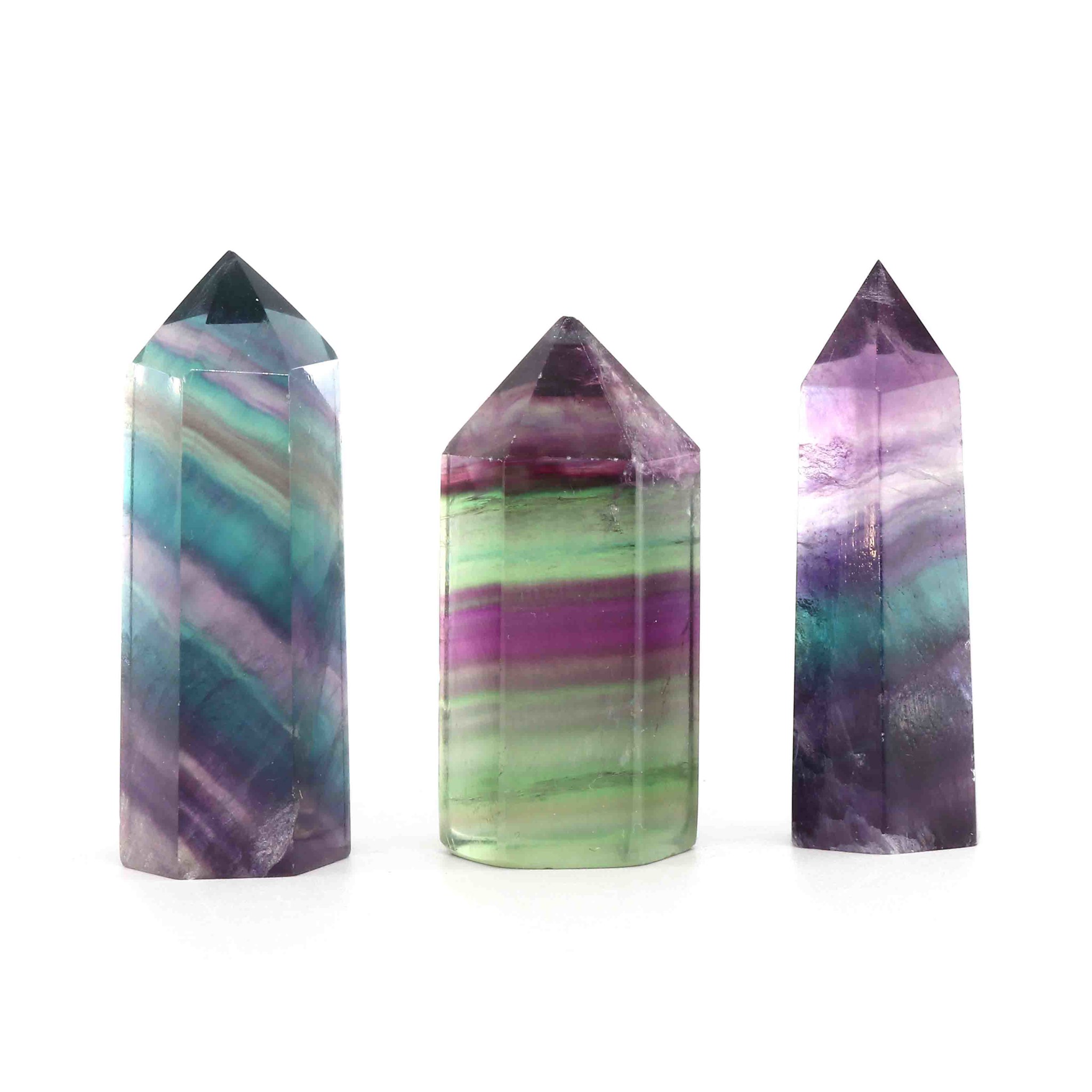 Bild von Fluorit (Regenbogen) Spitzen poliert, 5cm